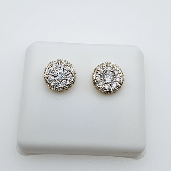 "14K Gold Plated Cubic Zircon Earrings, INUS1BR150 - Picture 2 of 8